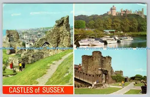 R736215 Castles of Sussex Hastings Castle E T W Dennis Scarborough Multi View