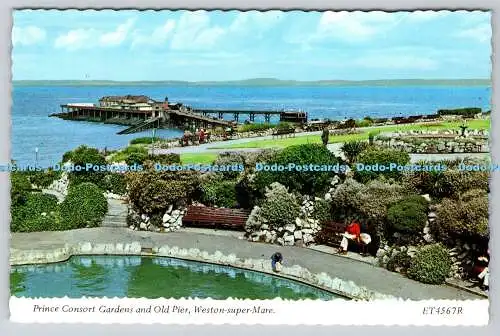 R736297 Weston Super Mare Prince Consort Gardens and Old Pier Bamforth Holmfirth