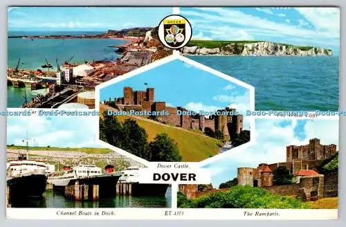 R736375 Dover Auto Fährterminal Elgate Postkarten PM Folkestone 1973 Mehrfachansicht