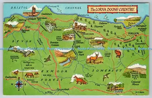 R736525 The Lorna Doone Country Map J Salmon Sevenoaks England