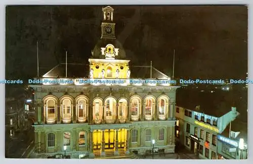 R736608 Ipswich The Town Hall Floodlit F W Pawsey An Artistic Card