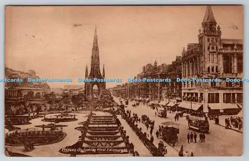 R737980 Edinburgh Princes St Blick nach Westen Raphael Tuck and Sons Sepia Postkarte N