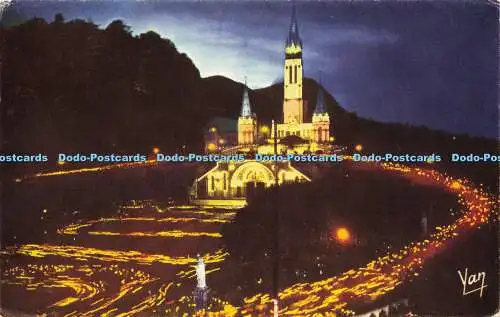 R576094 Lourdes 30 M La Basilique illuminee Yan Roge 1968