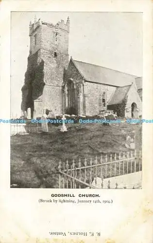 R576539 Godshill Church Struck by lightning January 14th 1904 R E Holden