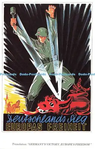 R576599 Deutschlands Sieg Europas Freiheit Dalkeith Poster Karte P118 Deutschland um 194