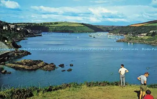 R577147 Fowey River from Castle Point Plastichrome Colourpicture Publishers Hele