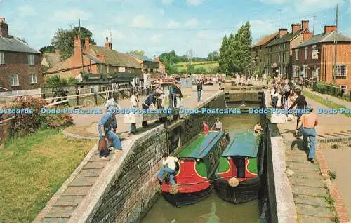 R580244 Stoke Bruerne Grand Union Canal Top Lock J Salmon Cameracolour 1985