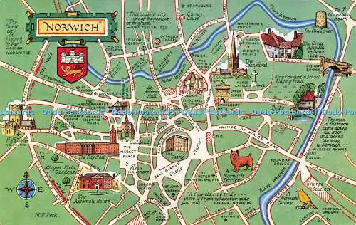 R580250 Norwich Map J Lachs Aquarell M F Peck