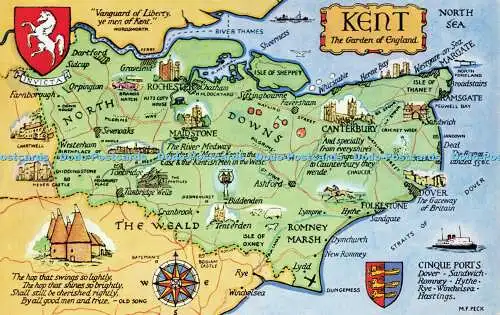 R577399 Kent Garden of England M F Peck Map Salmon