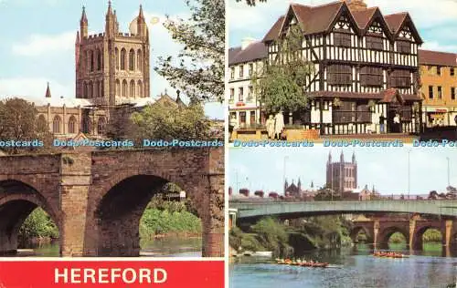 R578201 Hereford Cathedral and Old Bridge Cathedral and River Wye E T W Dennis P