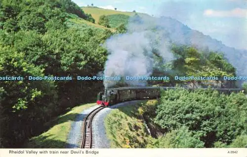 R578334 Rheidol Valley with Train near Devil Bridge E T W Dennis Photocolour