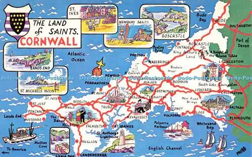 R577661 Land der Heiligen Cornwall Karte Landschaftskarte Cornwall Plastichrome Colourpi