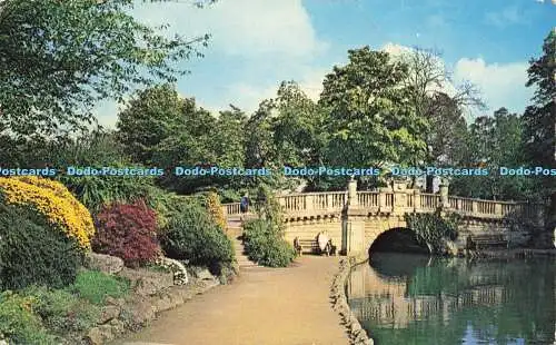 R580576 Cheltenham Pittville Gardens The Bridge Plastichrome W R Bawden 1965