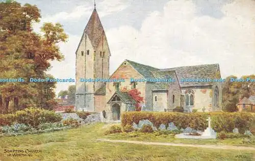 R584569 Sompting Church Nr Worthing J Salmon Water Colour A R Quinton