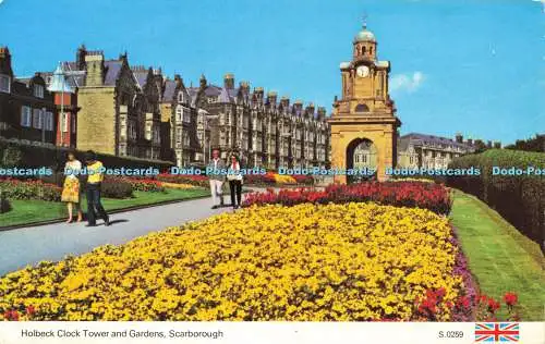 R580710 Scarborough Holbeck Clock Tower and Gardens E T W Dennis Photocolour 198