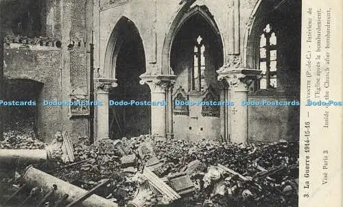 R584635 Laventie Inside of the Church after Bombardement R Pruvost 1914