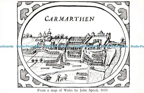 R582996 Carmarthen aus einer Karte von Wales von John Speed 1610 V G Lodwick