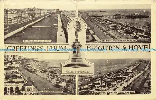 R583006 Grüße aus Brighton and Hove Sea Front und Rasen am Meer mit Blick E