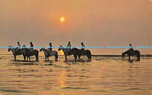 R580776 Der Strand Sonnenuntergang Männer auf Pferden D Konstanz