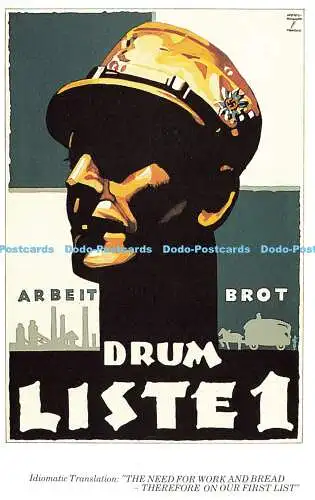 R580854 Arbeit Brot Drum Listen 1 Dalkeith Plakatkarte P 116 Ludwig Hohlwein 193