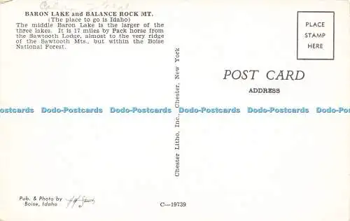 R580875 Baron Lake and Balance Rock Mt The Place to go is Idaho H W Stewart Ches