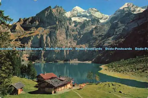 R580921 Oemaschinensee bei Kandersteg Berghaus mit Blumlisalpgruppe u Frundenhorn