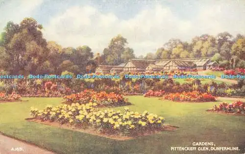 R584839 Dunfermline Pittencrieff Glen Gardens Valentine Art Farbe B F C Parr