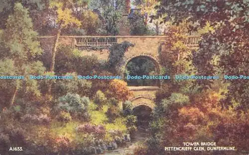 R584841 Dunfermline Pittencrieff Glen Tower Bridge Valentine Art Farbe B F C Pa