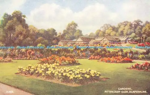 R584842 Dunfermline Pittencrieff Glen Gardens Valentine Art Farbe B F C Parr