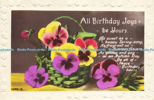 R584860 All Birthday Joys be Yours Flowers in basket W B Academy Series