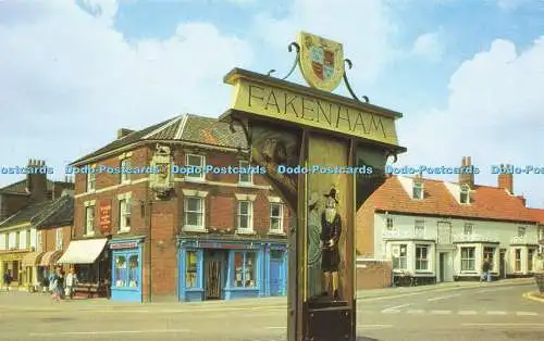 R580985 Norfolk Fakenham Norwich Street The Town Schild Papierklip und R W Newman