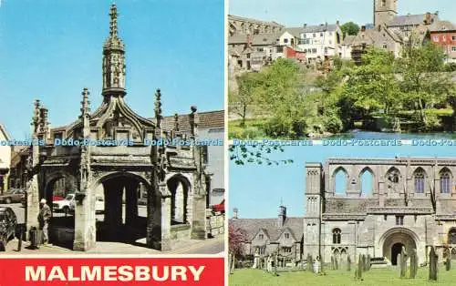 R584982 Malmesbury Market Cross View Across River Avon E T W Dennis Photocolour