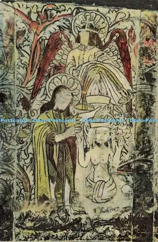 R585217 Piccotts Ende Mittelalter Wandbilder Die Taufe Christi von St John