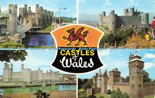 R579196 Castles of Wales Conwy Castle Caernarvon Castle Cardiff Castle E T W Den