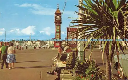 R581398 Weymouth Jubiläumsuhr und Esplanade am Meer fotografischer Grußwagen