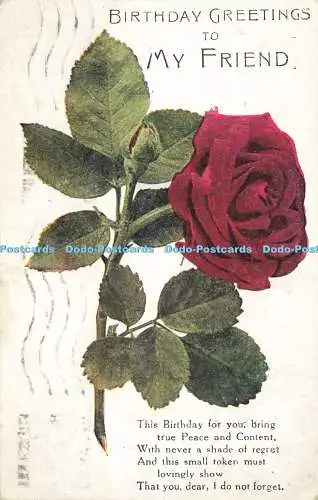 R583641 Geburtstagsgrüße an meinen Freund rote Rose 1920