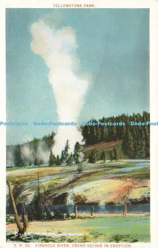 R585325 Yellowstone Park Firehole River Grand Geysir in Eruption Bloom Bros C T