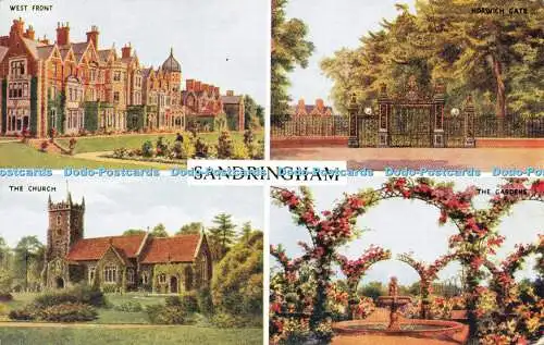 R581408 Sandringham The Church West Front The Gardens J Lachs Aquarell Multi