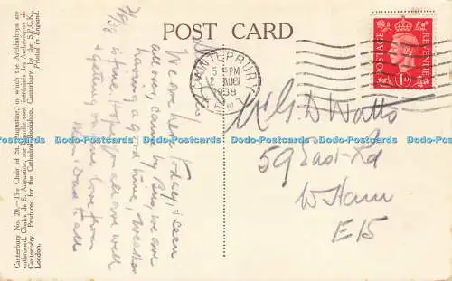 R583720 Canterbury Cathedral Stuhl der St Augustine Cathedral Buchhandlung S P C K B