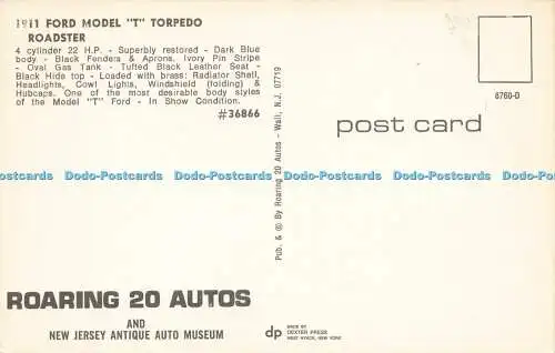 R581478 Ford Model T Torpedo Roadster Roaring 20 Autos Dexter Press 1911