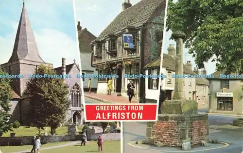 R583731 Grüße vom Alfriston High Street Market Square St Andrew Church E T