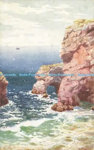 R585413 Sidmouth Ladram Rock Tuck Oilette Postkarte 7014 H B Wimbush 1909