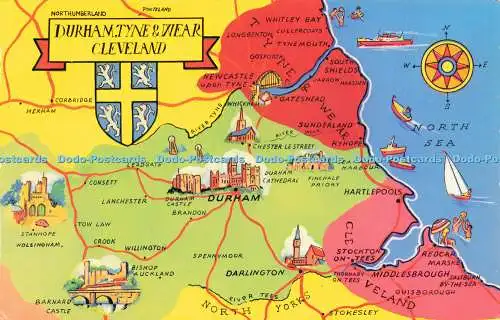 R579411 Durham Tyne and Wear Cleveland Map Photo Precision Limited Colourmaster