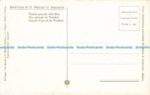 R585453 Basilica di S Marco in Venezia Gesamtansicht des Vorraums F Ongania A