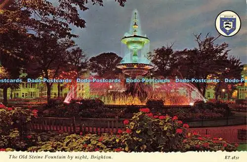 R579419 Brighton The Old Steine Fountain by Night Elgate Postkarten