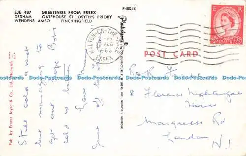 R579550 Grüße aus Essex Dedham Gatehouse St Osyth Priorat Ernest Joyce Plast
