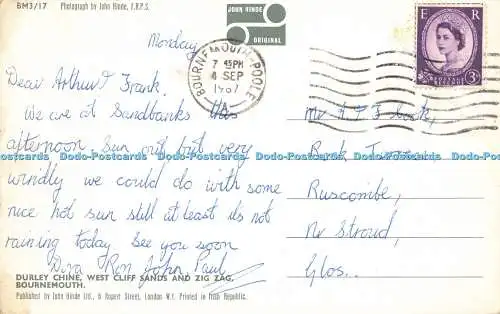 R581682 Bournemouth Durley Chine West Cliff Sands and Zig Zag John Hinde F R P S