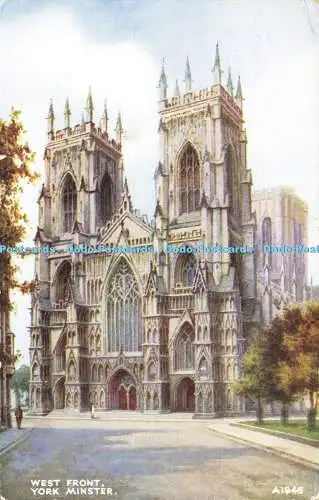 R584152 York Minster West Front Valentine Art Farbe B F C Parr 1953