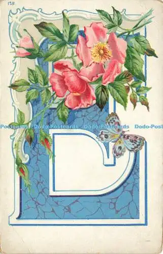 R585847 Grußkarte Buchstabe E mit Blumen