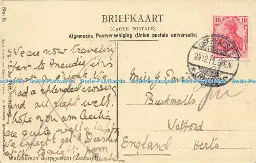 R585921 Zeeland Walchersch Dorpgezicht F B den Boer J Salmon No 8 1911